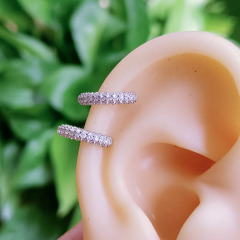 EC1662 high quality cuff women  brass with CZ clips copper diamond earrings clips on earring