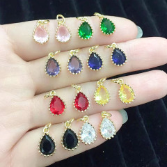 18K Gold Plated CZ Cubic Zirconia Micro Pave Drop Charms ,Diamond Teardrop Charm Pendant For Necklace Earring Jewelry Making