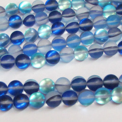 SB6367 White Matte Flashy Manmade Synthetic Clear Moonstone Shiny Matte Stone Round Beads