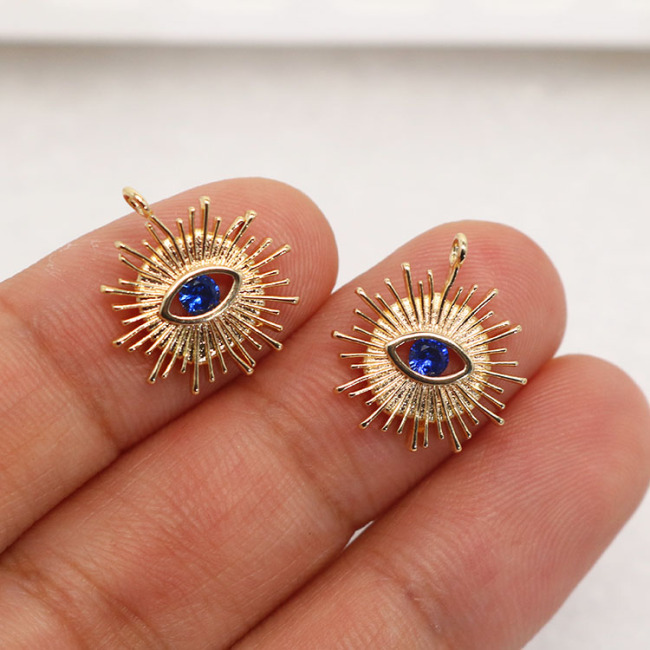 CZ7876 Small Dainty Real Gold Plated Micro CZ pave Evil Evileye Eye Charm