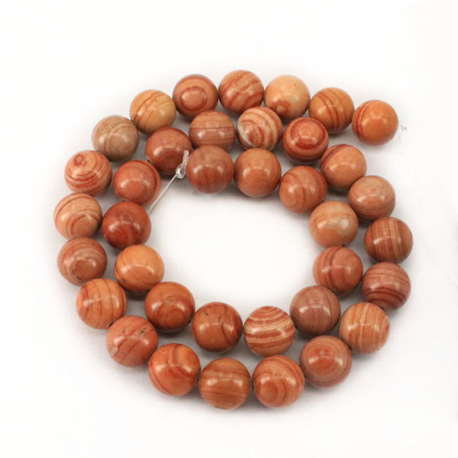 SB6642 New Red Striped Stone Beads Red Wood Grain Jasper Beads