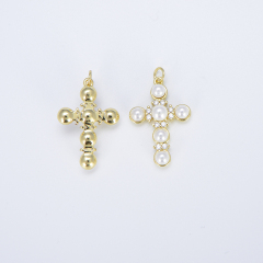 CZ8331 high quality tiny mini CZ micro pave diamond cross pendant charms, pearls cubic zirconia Christian religion pendant