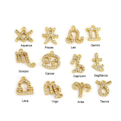 Stone Sign Charm Chinese Women Adjustable Gold Plated Zodiac Bracelet