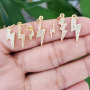 CZ8210 Mini Tiny CZ Thunder Lightning Bolt Charm, Diamond CZ Pave Thunder lightning Sign Charm Pendants