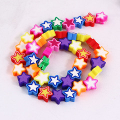 CC1873 Colorful Clay Jewelry Supplies Rainbow Polymer Clay Star Jewelry Spacer Beads