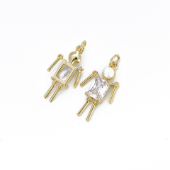 CZ8329 Mini Cute white cz micro pave white boys girls charm white pearl Cubic zirconia human toy charms jewelry pendants