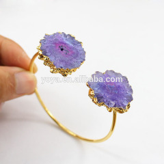 BRH1522 Natural solar stalatite quartz flower drusy bangle for women, fashion druzy quartz stalactite bangle bracelet