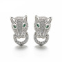 EC1144 Trendy Cute Gold CZ Lleopard Head Stud Earrings,Dainty CZ Diamond Panther Head Charm Studs