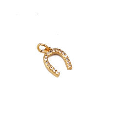 CZ8257 Dainty Jewelry supplies Tiny Mini CZ Micro Pave Horseshoe Charm,Small Cubic Zirconia Horseshoe Good Luck Charms