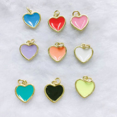 JS1584 dainty mini 18k Gold Plated brass colorful enamel heart charms Pendant
