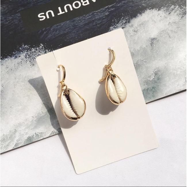 EN1034 2019 Woven Fashion Cowrie Cowry Shell Earring,Gold Dangle Drop Conch Seashell Shell Earrings
