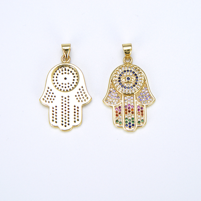 CZ8335 Mini 18K Gold Plated Pendant rainbow CZ Micro Pave HAND Charm pendant Dainty Tiny Jewelry