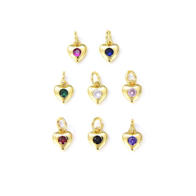 CZ8250 Tiny minimal Mini 18K Gold Plated CZ Cubic Zirconia Micro Pave Heart Charm Pendant For Jewelry Making