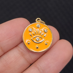 CZ8420 new 18k Gold Plated brass metal CZ diamond pave colored evil eyes enamel charms Pendant
