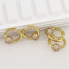 EC1564 Hot Sale CZ micro pave ball hoop huggie earrings jewelry for women