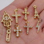 CZ8293 fashion CZ brass cross charms for necklace jewelry accessories  copper hama & star pendant findings for men necklace