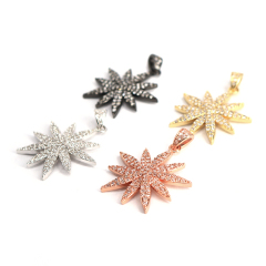 CZ7461 Popular Style CZ Micro Pave Starburst Charm Pendants