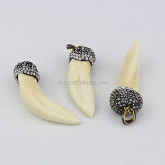 JF6758 Wholesale crystal pave natural wolf's animal tooth pendant