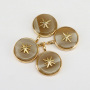 CZ7875 Small Dainty 14k Real Gold Plated Star and Gemstone Pave Disc Charm Pendant