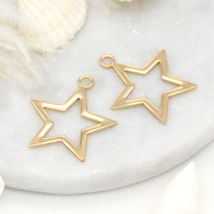 JS1487 Popular 14K Real Gold Plated Hollow Pentagram Star Charm Pendants