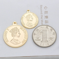 JS1489 High Quality Chic 14k Gold Plated Coin Medallion Charm Necklace Pendants
