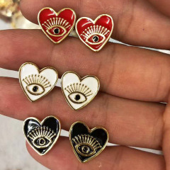 EC1205 Popular New 2019 Fall Enamel Gold Plated Evil Turkish Eye Stud Designer Earrings