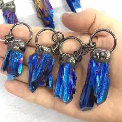 JF7290 2019 Gold Gunmetal Plated Crystal Quartz Stalactite Cluster Pendants,Freeform Quartz Stalagmite Pendants