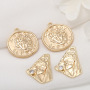 JS1504 High Quality Chic 14k Gold Plated Irregular Medallion Charm Necklace Pendants