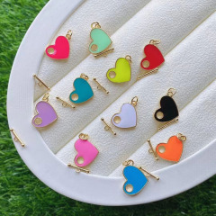 JF1331 Neon Enamel Rainbow Heart Shape Clasp Lock Connector Claw for Jewelry Necklace Making