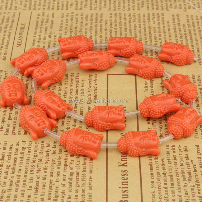 SB6260 Wonderful Multicolor Carved Resin Kwan Yin Buddha Face Beads