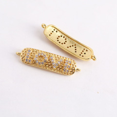 CZ8153 Wholesale Colorful Brass Pave Jewelry Accessories Star Love Mama Letter Lucky Shape bracelet Connector