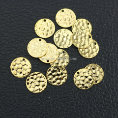JS1378 Fashion high quality gold hammered disc charm,10mm textured round tag pendant