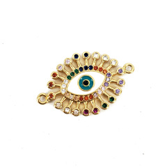 CZ8357Jewelry Bracelet Accessories 18k Gold Plated Diamond CZ Zircon Micro Pave Evil Eyes Good Luck Charm Bracelet Connectors