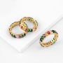 RM1058 Chic Rainbow Oval Cubic Zirconia CZ Micro Pave Rings for Ladies