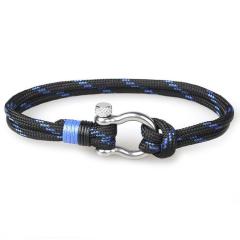 BM3007 Fashion stainless steel terylene cord men's bracelet, polyester fibre with steel horseshoe connector wrist rope bracelet