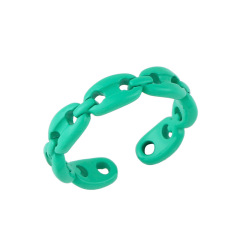 RA1021  Hot Fashion Neon Enamel Rainbow Colored  Brass Metal Stackable link chains Rings for Ladies