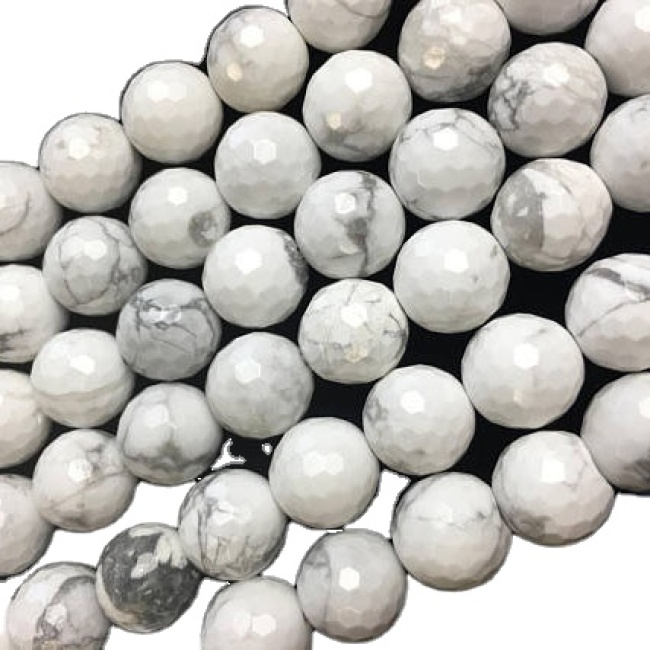 TB0451 Wholesale Faceted Round White Howlite Beads,gemstone genuine howlite beads
