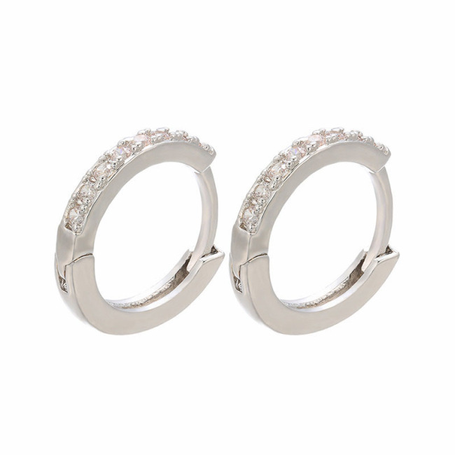 EC1206 Dainty Gold Plated Diamond Micro Pave Rainbow Cubic Zirconia CZ Huggie Hoop Earrings for Women Gift