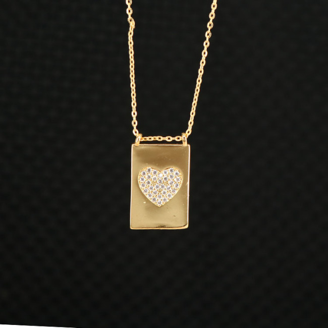 NZ1157 Chic Gold Plated Zircon Diamond CZ Micro Paved Star Heart Cross Rectangle Medal Pendant Chain necklace
