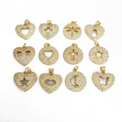 CZ8516 Fashion Brass CZ Charm Gold Plated Heart pendant for women necklace