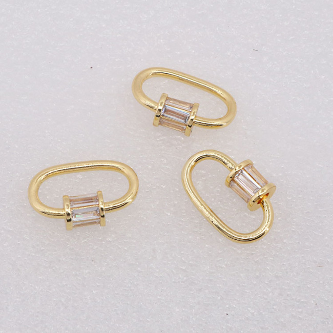 CZ8061 14K Gold Plated Diamond Heart OVal Shape Screw Clasp, CZ Star lightning Bolt Lock  Clasp Buckle Carabiners