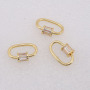 CZ8061 14K Gold Plated Diamond Heart OVal Shape Screw Clasp, CZ Star lightning Bolt Lock  Clasp Buckle Carabiners
