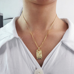 NZ1153 Chic Dainty Tiny Gold Plated Zircon Diamond CZ Micro Paved Lightning Snowflake Horseshoe Charm Chain necklace
