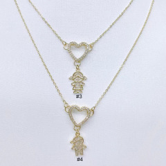 NZ1234 Fashion 18K Gold CZ diamond micro pave girl and boy heart charms Pendant Necklaces jewelry gift for lady