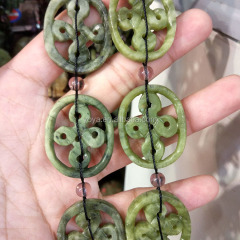 SB6967 Unique Chinese Jade Amulet Talisman Hollow Carved Antique Chinese Element Jade Charm Pendant