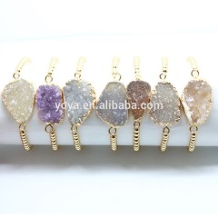 BRH1207 Trendy Tiny Gold Metal Beaded Sparkly Agate Druzy bangle bracelet for women