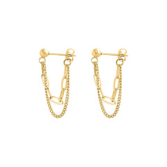 ES1104 Non Tarnish Trendy Gold Plated Stainless Steel Stainless Steel Paperclip Chain Huggies Earrings for Women