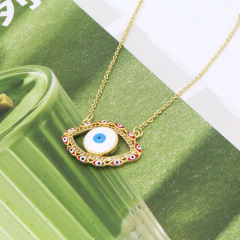 NM1290 New 2022 18K Gold Enamel evil eye choker necklace, good luck layered necklace, evil eye amulet jewelry gift for women