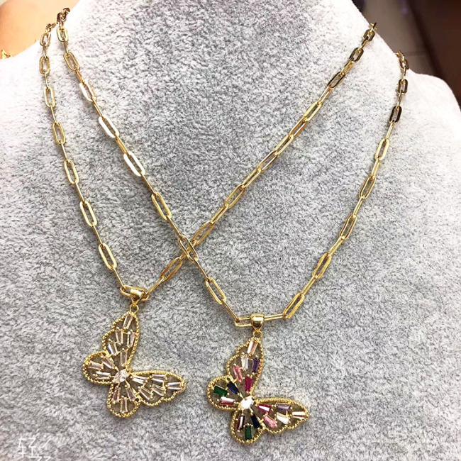 NZ1098 Chic 18k gold plated butterfly pendant necklace for women