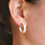 EC1689 Medium Thick 18K Gold plated Diamond Cubic Zirconia CZ Micro Pave Hoops Earrings for Ladies